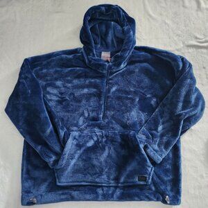 JUICY COUTURE Women's Soft Half Zip Pullover Polyester Fleece Hoodie XL Blue